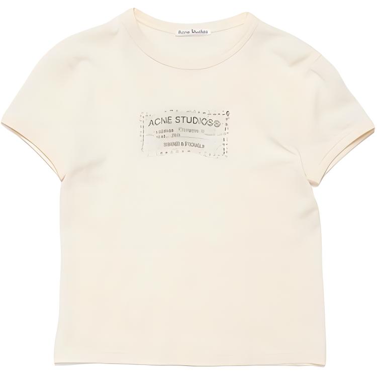 Футболка из хлопка с принтом логотипа Acne Studios, светло-оранжевая — фото 2