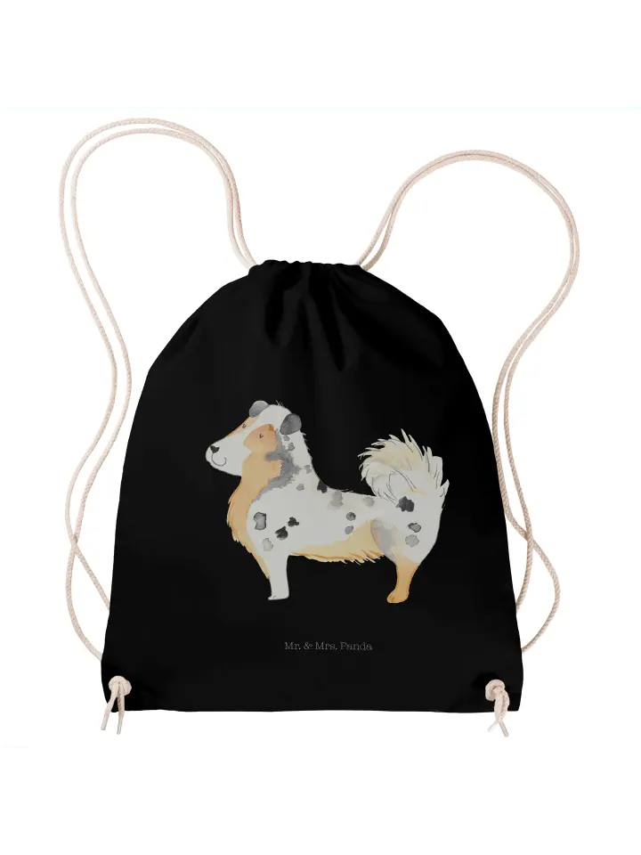 

Спортивная сумка Mr & Mrs Panda Sportbeutel Hund Australien Shepherd ohne Spruch, черный