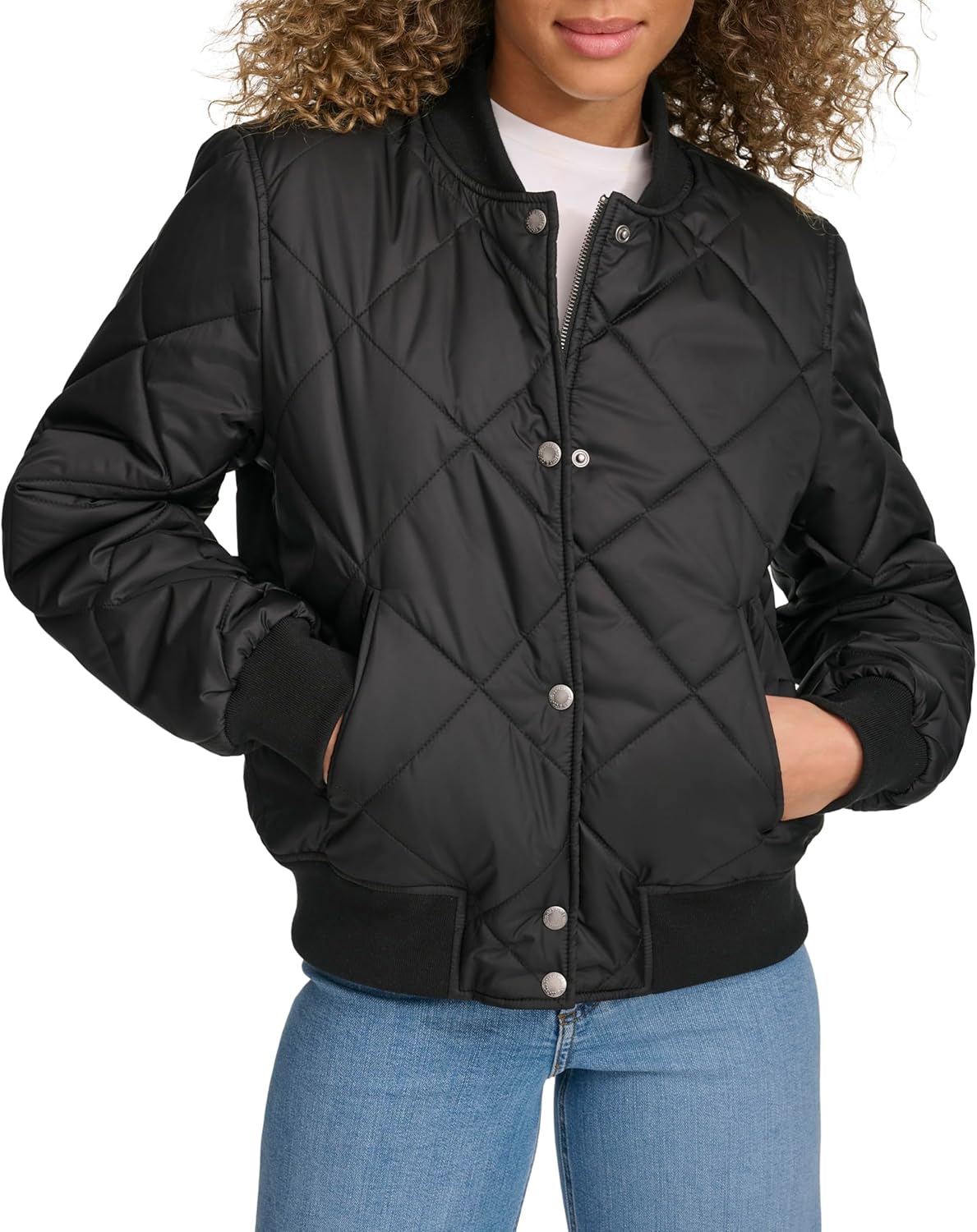 

Женская куртка-бомбер Levi's с ромбовидной стеганой подкладкой из шерпы, Black