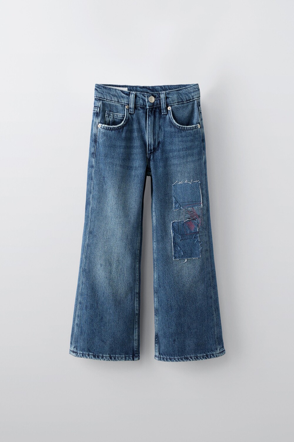 

Джинсы bootcut с нашивками ZARA, синий