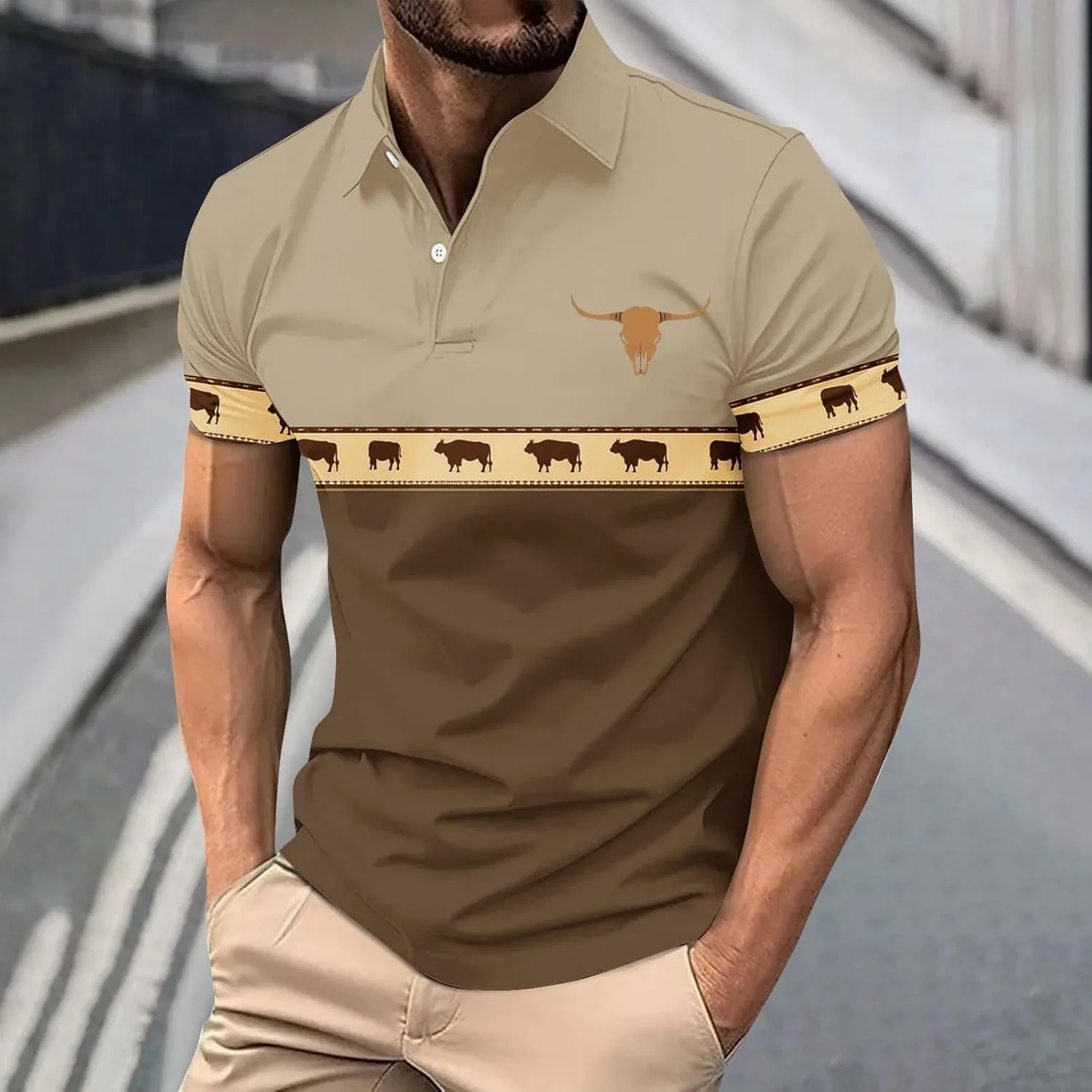 Мужская футболка с коротким рукавом Vintage Loose Button Down — фото 2