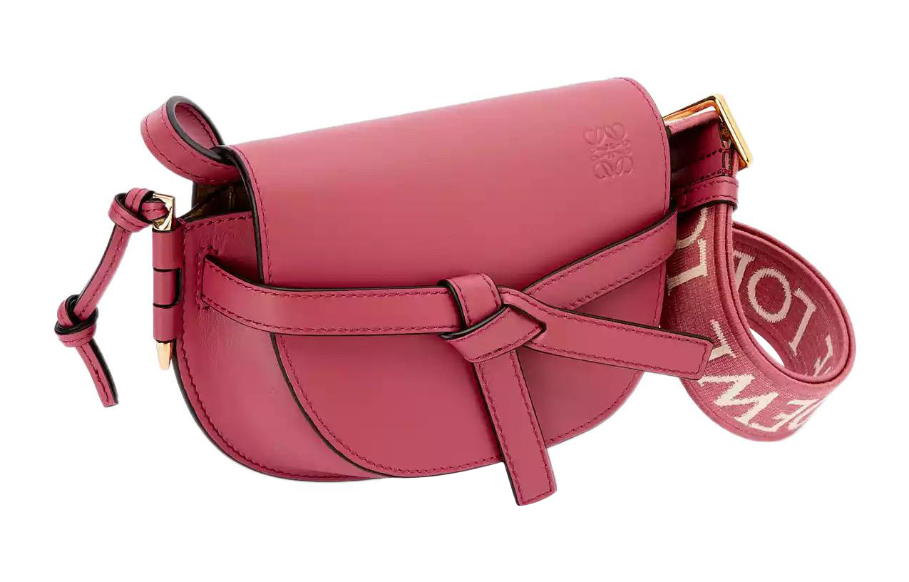LOEWE Мягкая кожаная сумка через плечо мини женская розово-красная — фото 2