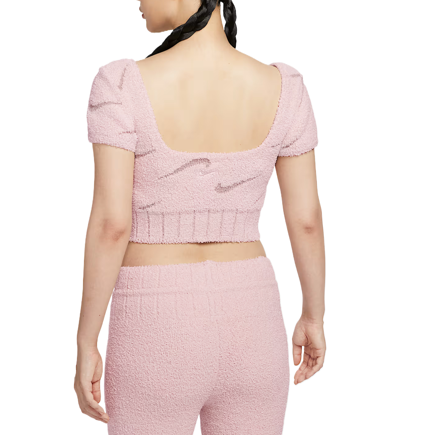 Топ Sportswear Phoenix Cozy Bouclé Women's Short Sleeve Cropped Knit Top Nike, розовый — фото 3
