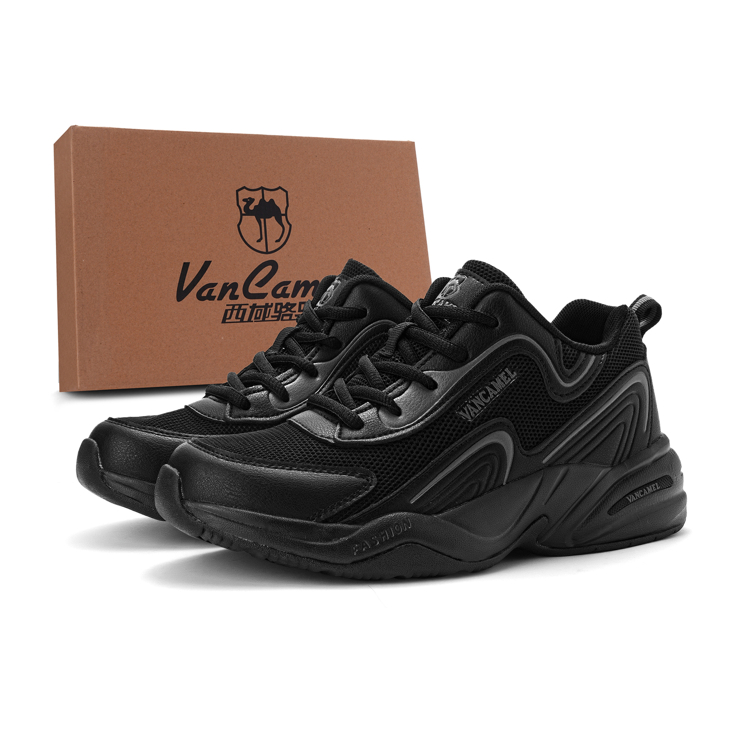 

VanCamel Высокие устойчивые к истиранию дышащие нескользящие низкие уличные туфли мужские черные коробка, цвет Black Box