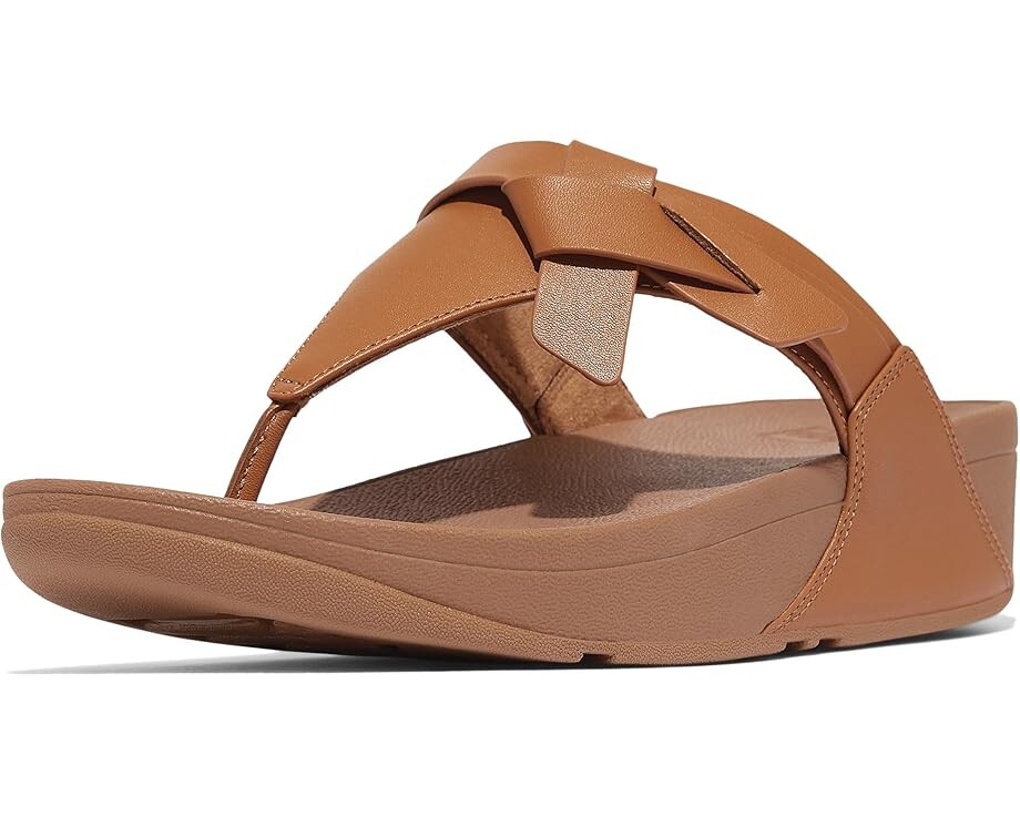 

Сандалии FitFlop Lulu Folded-Knot Leather Toe-Post Sandals, цвет Desert Tan