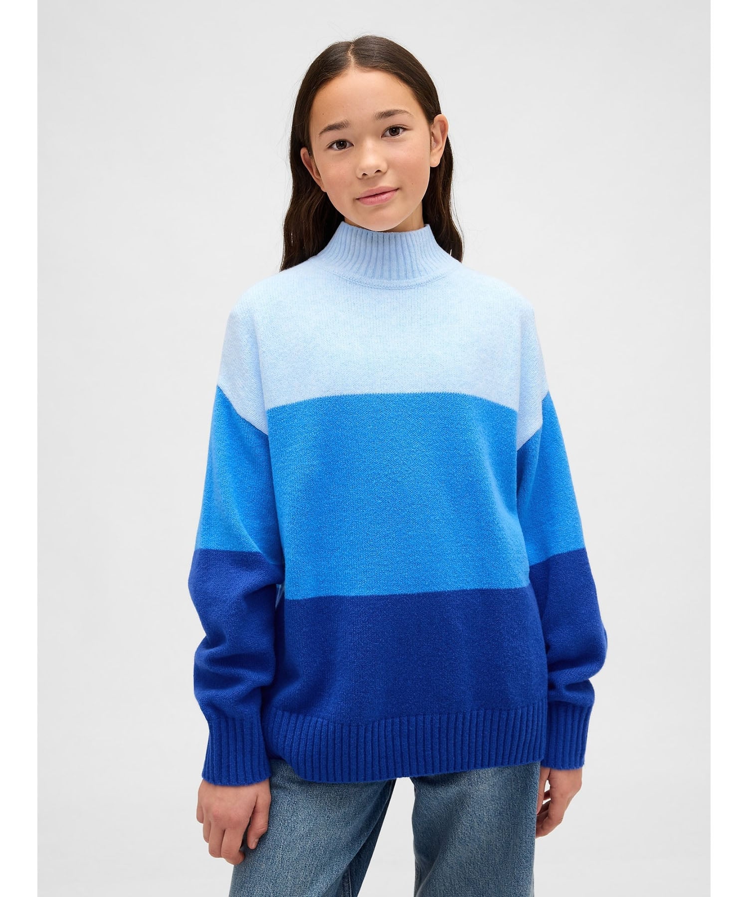 (K)CashSoft Кашемировый полосатый свитер-туника (детский) GAP, BLUE_STRIPE