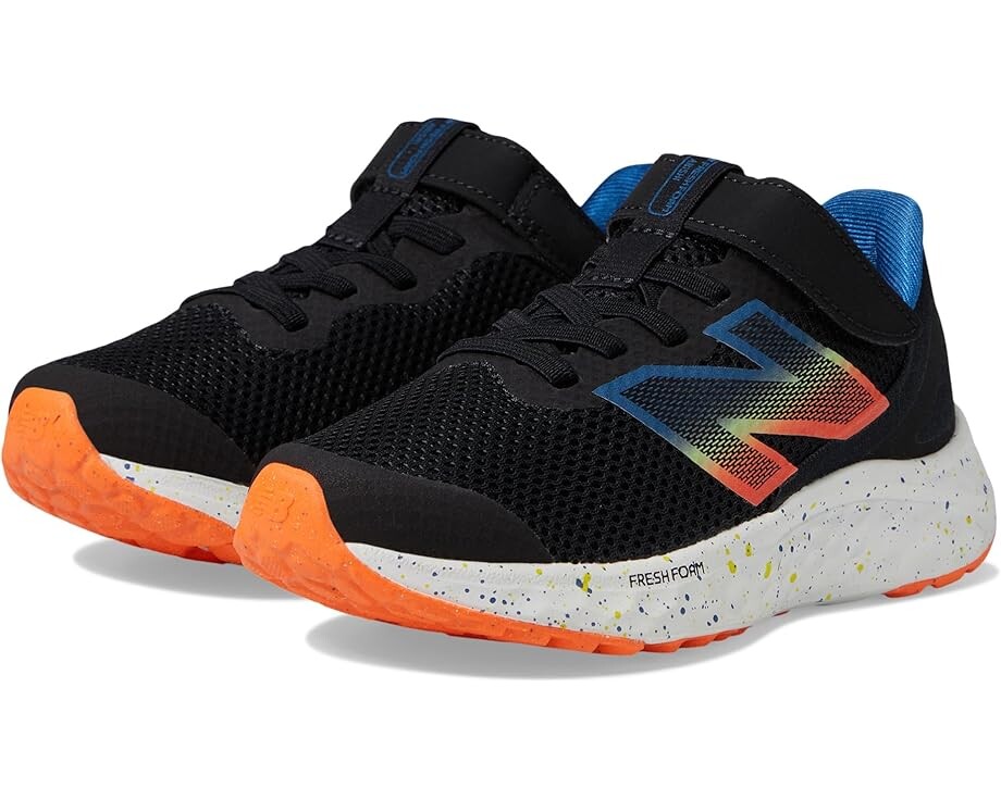 

Кроссовки New Balance Kids Fresh Foam Arishi v4 Bungee Lace with Top Strap, цвет Black/Blue Agate