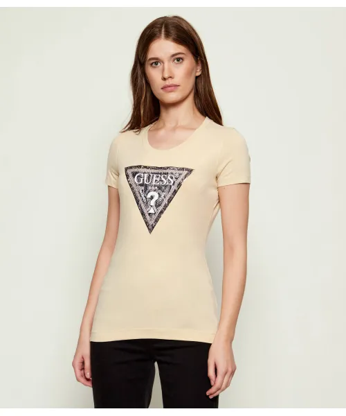 

Футболка с треугольным питоном Slim fit Guess Jeans, бежевый