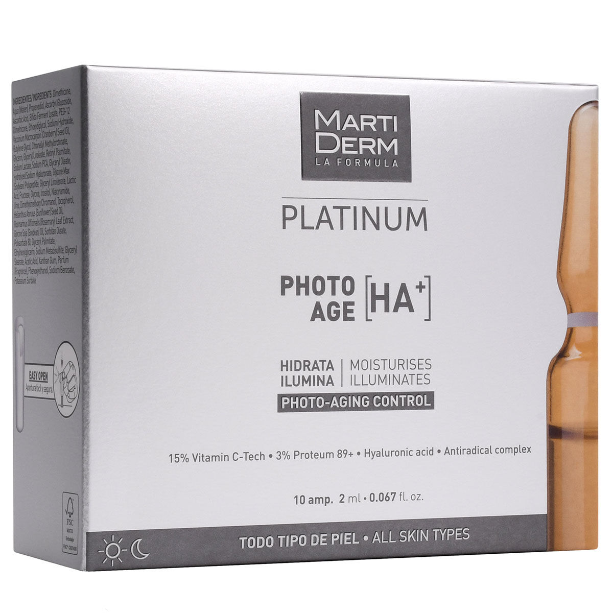 

Увлажняющая и осветляющая сыворотка для лица в ампулах Martiderm Platinum Photo Age Ha+, 10х2 мл