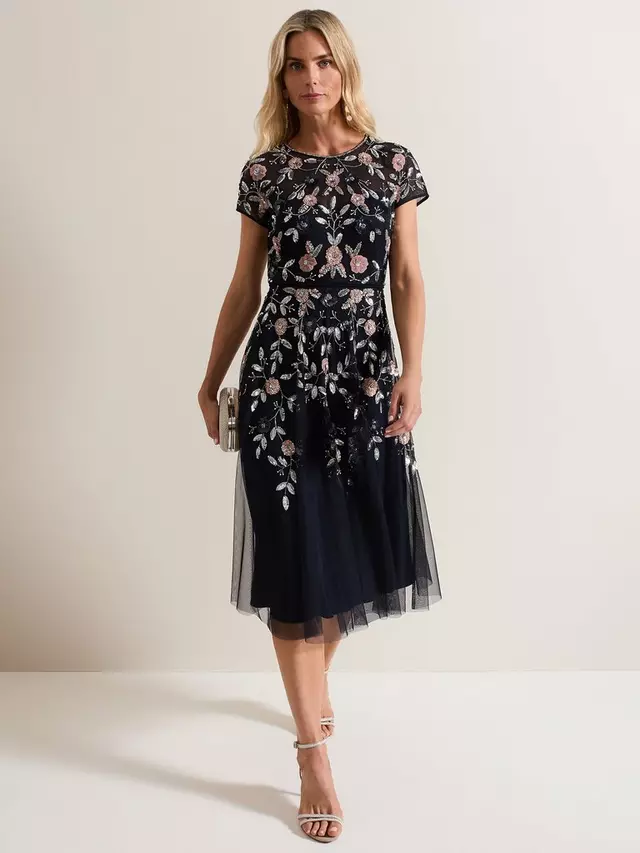 

Платье Phase Eight Collection 8 Giana Embellished Sequin Floral, темно-синий