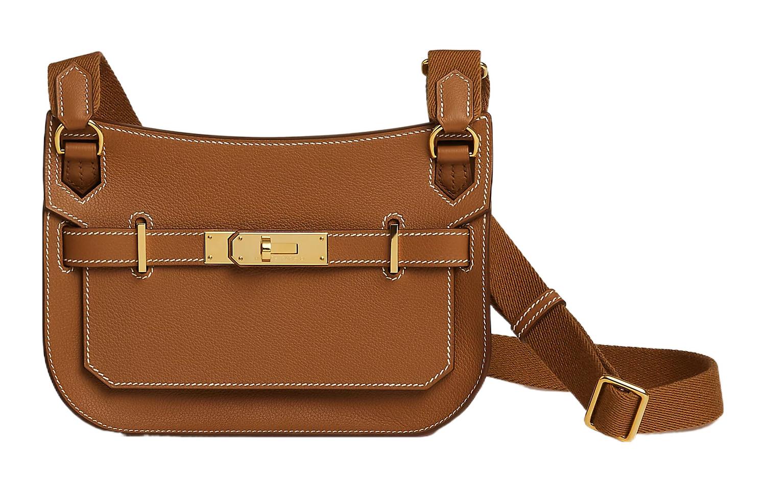 

HERMES Дамская мини-сумка через плечо Jypsiere из кожи Evercolor золотисто-коричневого цвета