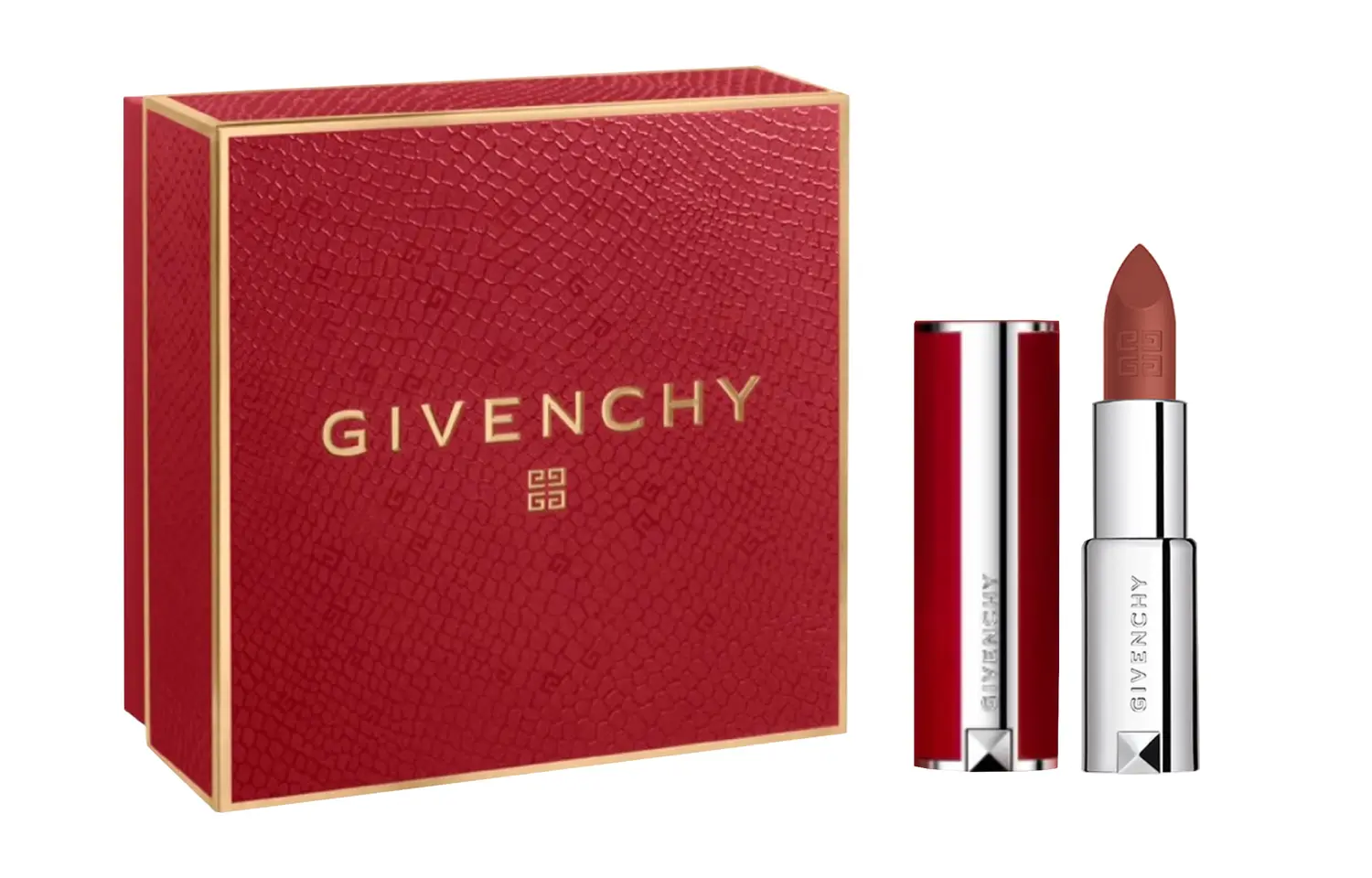 Givenchy Ограниченный новогодний набор премиум помад red velvet матовые, выравнивающие тон, 3.4г — фото 4