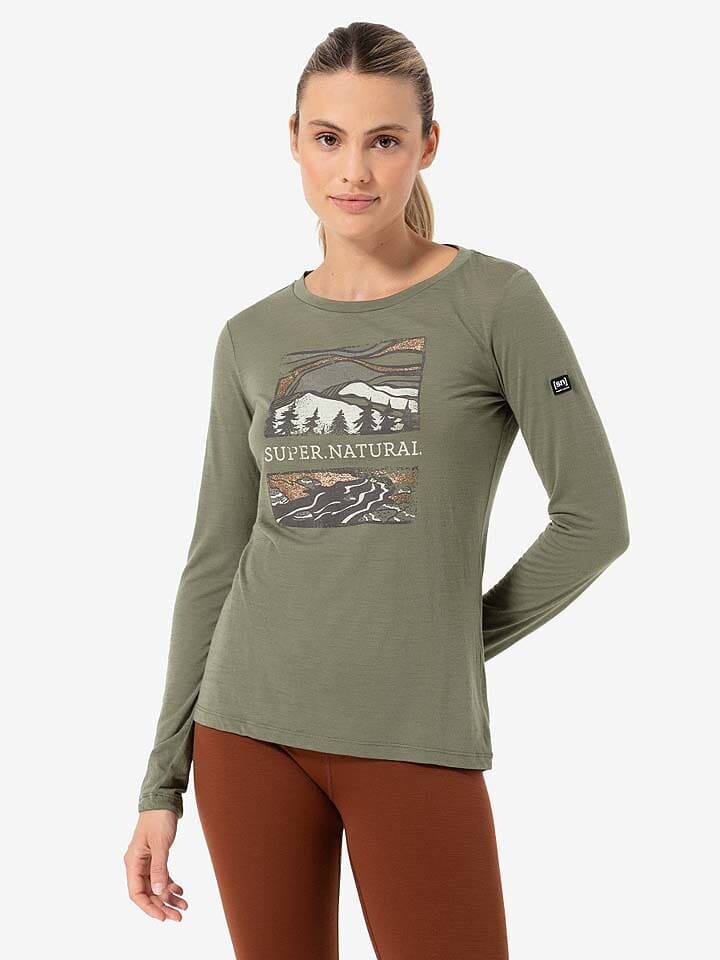 

Лонгслив super.natural Funktionslongsleeve Great Bear River, хаки