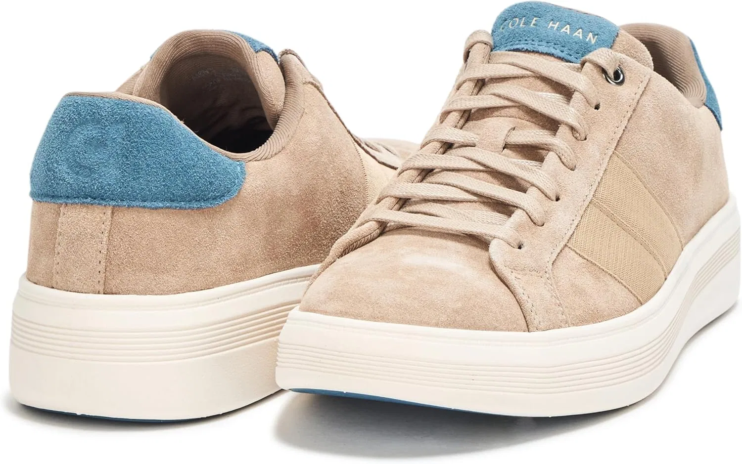Мужские кроссовки Cole Haan Grand Crosscourt Premier, 2-Birch Beige Suede Indian Teal Ivory — фото 3