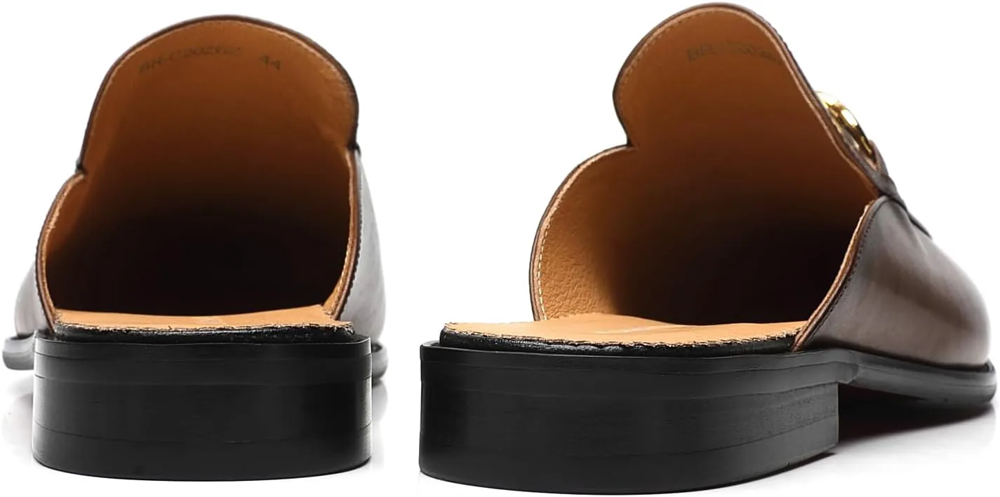 

Мужские мокасины ELANROMAN без задника из натуральной кожи с пряжкой в виде лошади, коричневый