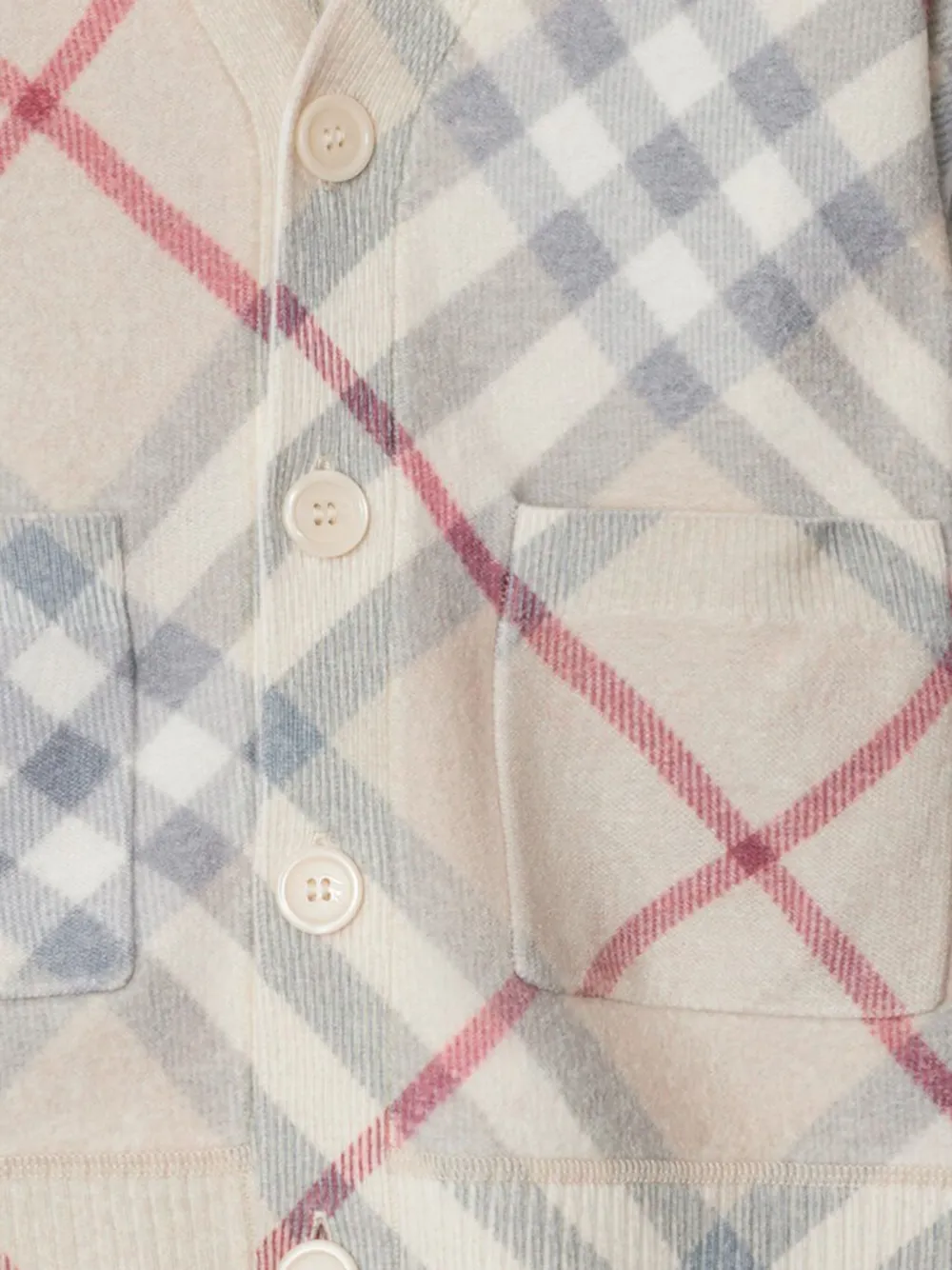 Шерстяной кардиган в клетку Nova Check BURBERRY KIDS, нейтральный — фото 3