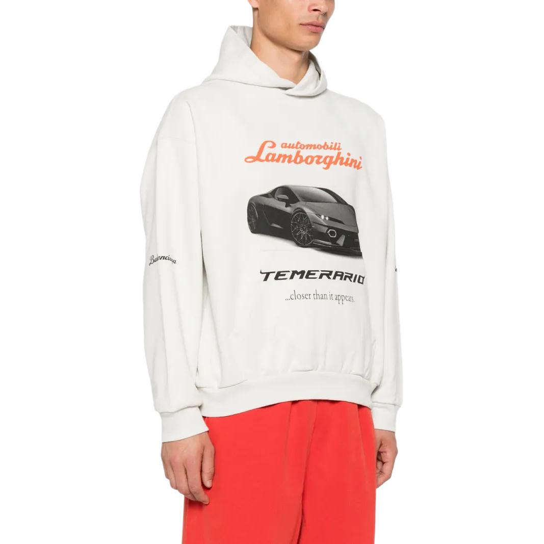 Толстовка с принтом логотипа Lamborghini Balenciaga, бежевый — фото 4