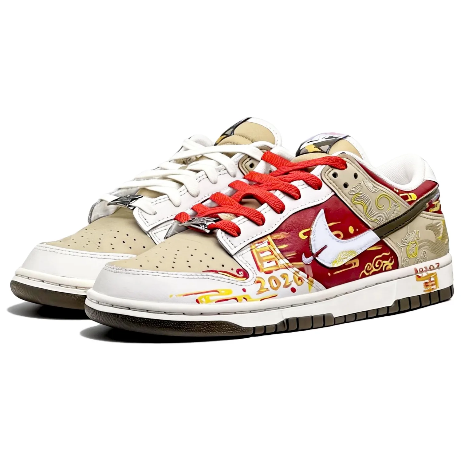 Nike Dunk Red Sky Cloud Pattern, Twenty Six, Horse Year Limited CNY Abrasion Resistant Low top Skateboard Shoes мужские — фото 4