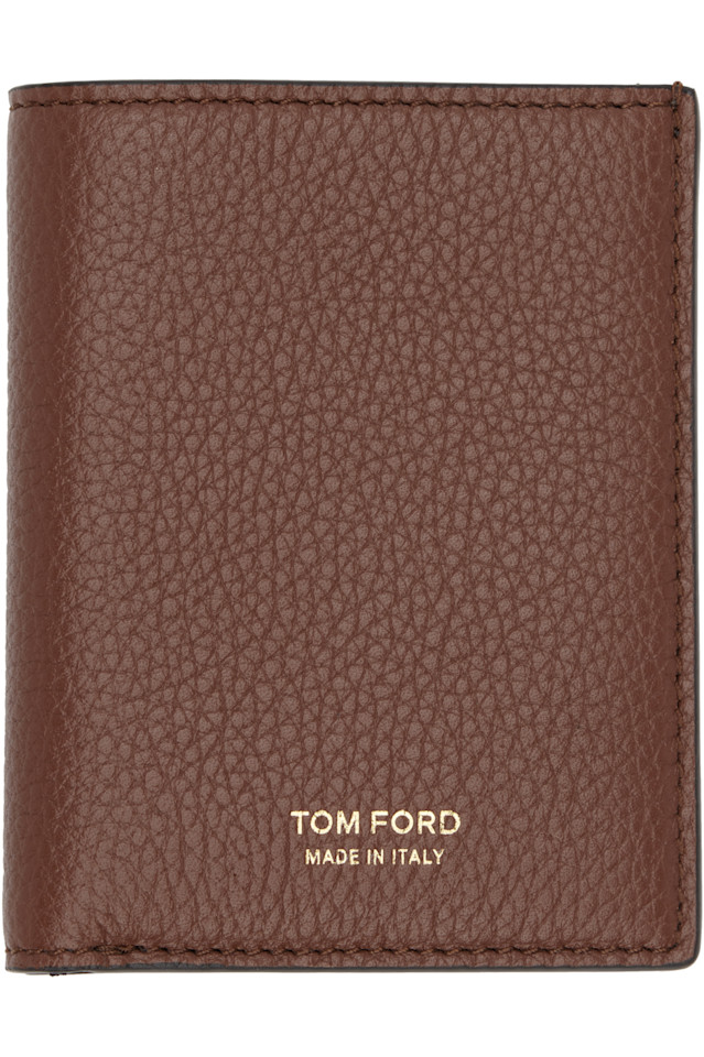

Tom Ford Складной держатель для карт из коричневой зернистой кожи