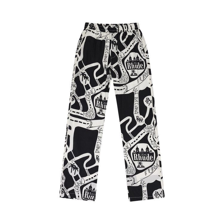 

Брюки Rhude Strada Silk Track Pants, Black/White