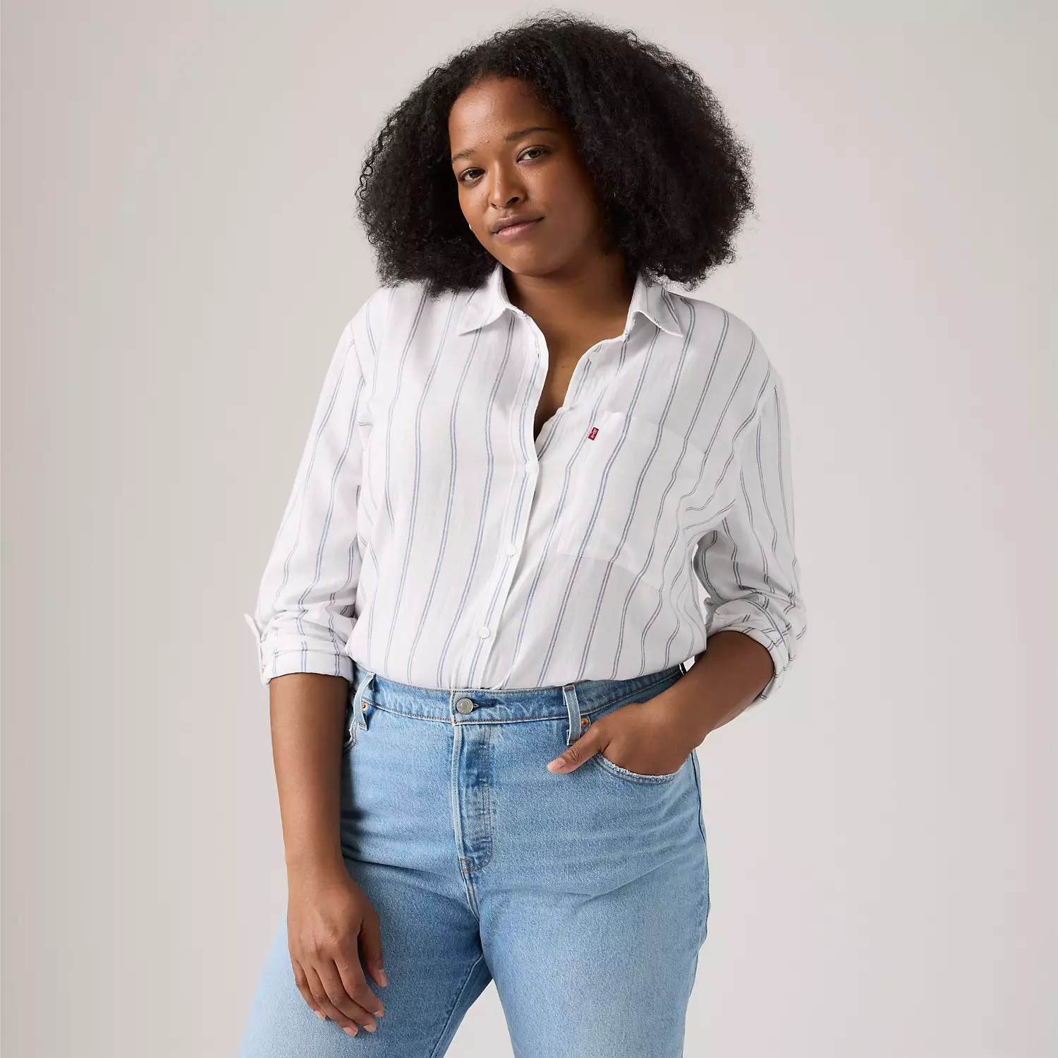 

Рубашка Darlene Utility (большие размеры) Levi's, цвет White Stripe