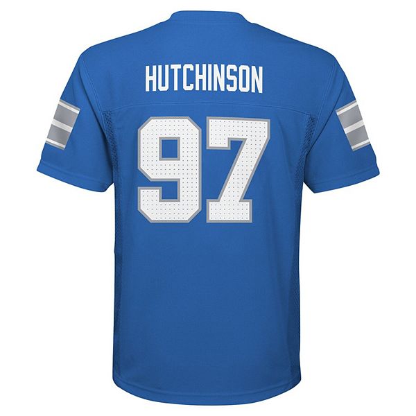 Детская реплика игровой футболки Эйдана Хатчинсона Detroit Lions, синяя Outerstuff — фото 4