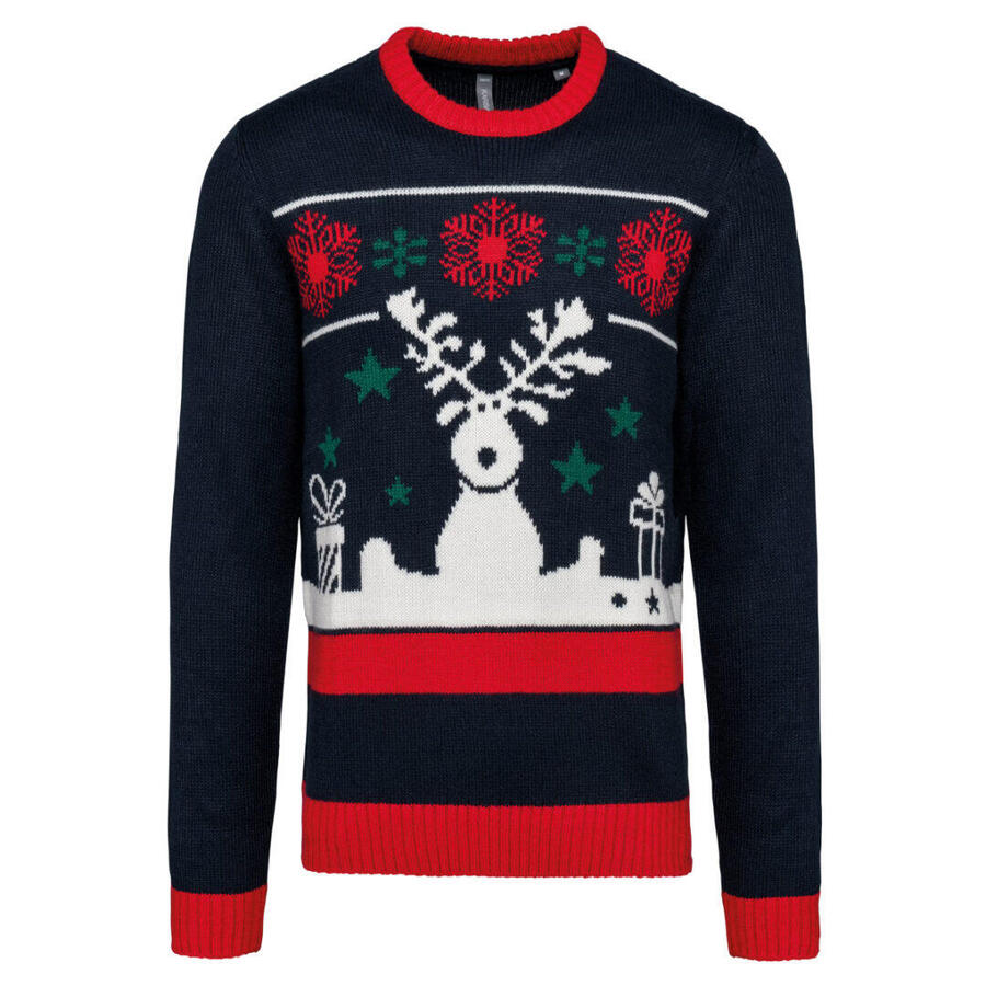 

KARIBAN Свитер с круглым вырезом с рождественскими оленями и снежинками