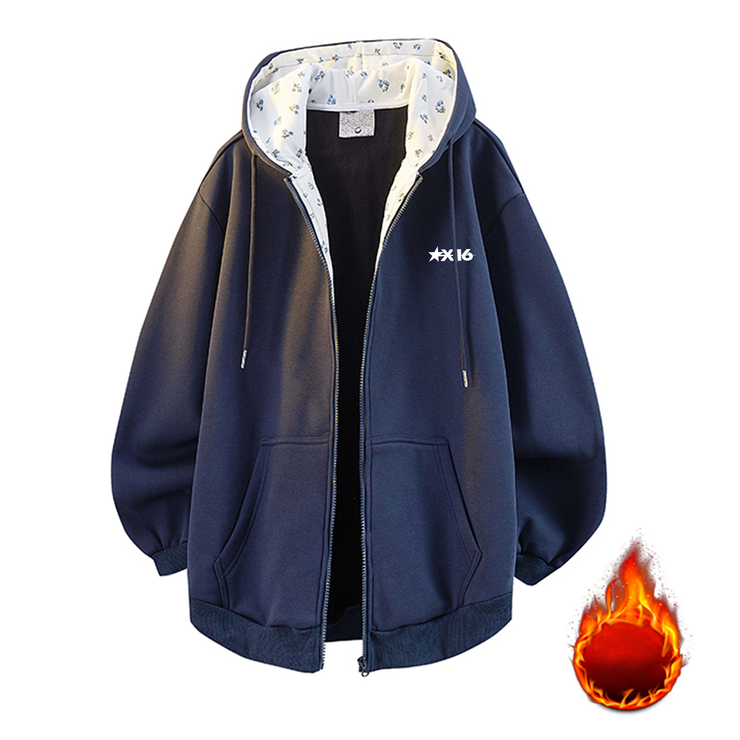 

Толстовка Unisex Hooded Moderate Cardigan X1617, темно-синий fleece-lined sweatshirt