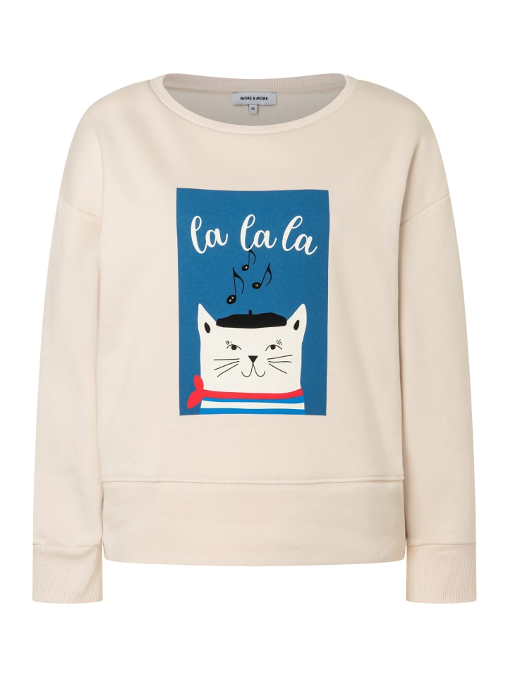 

мягкая толстовка Cat-Print в цвете пудровый крем More & More