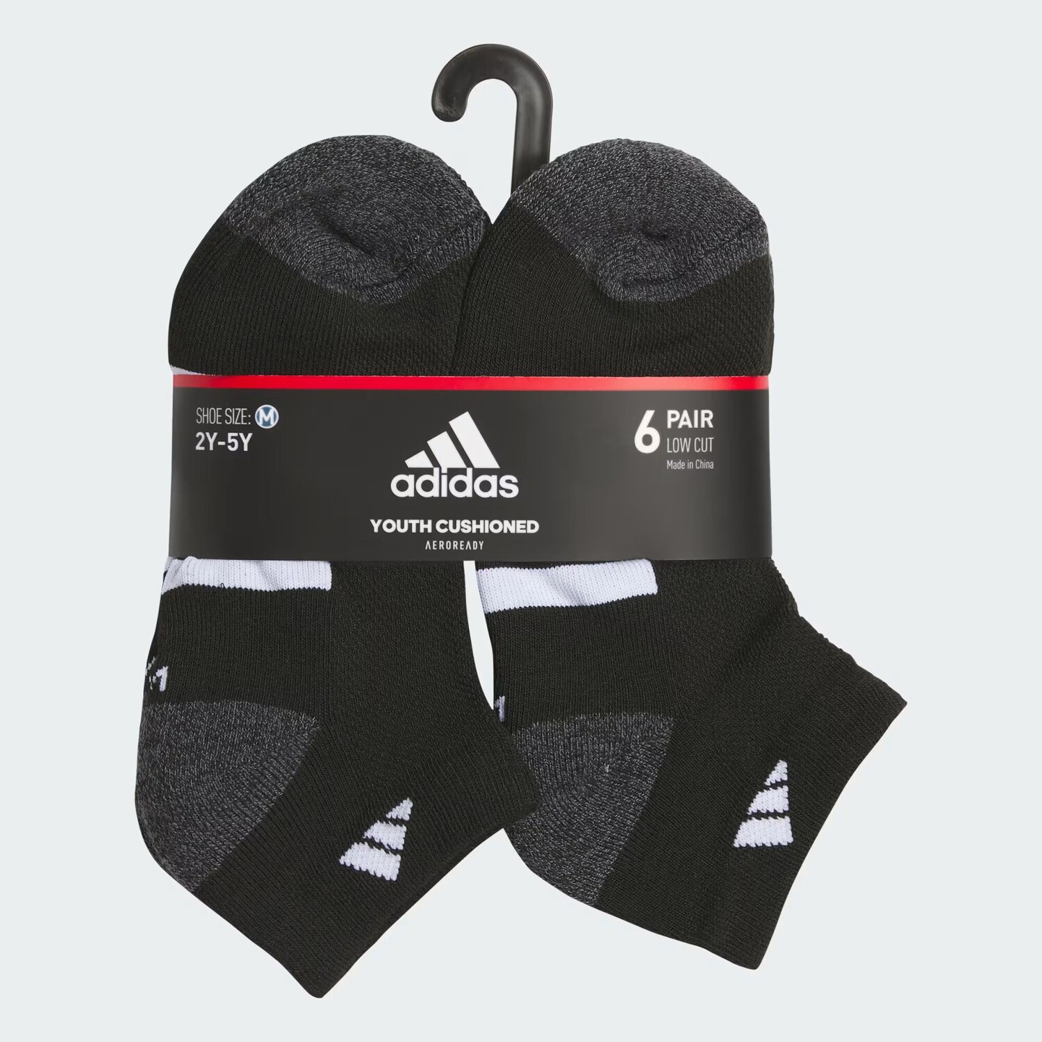 Комплект спортивных мягких носков с низкой посадкой, 6 шт., для детей Adidas, Black/Onix/White — фото 2