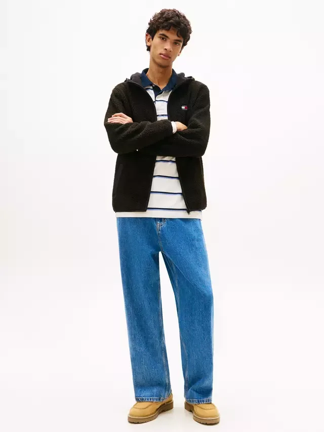 Худи Tommy Jeans из плюшевого флиса на молнии, черное Tommy Hilfiger — фото 4
