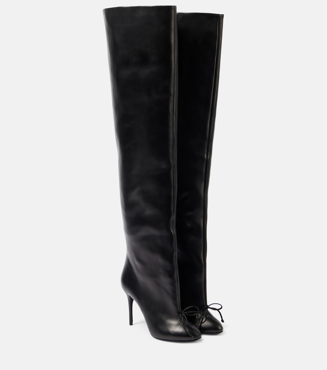 Кожаные сапоги выше колена с бантом Alaïa, Noir