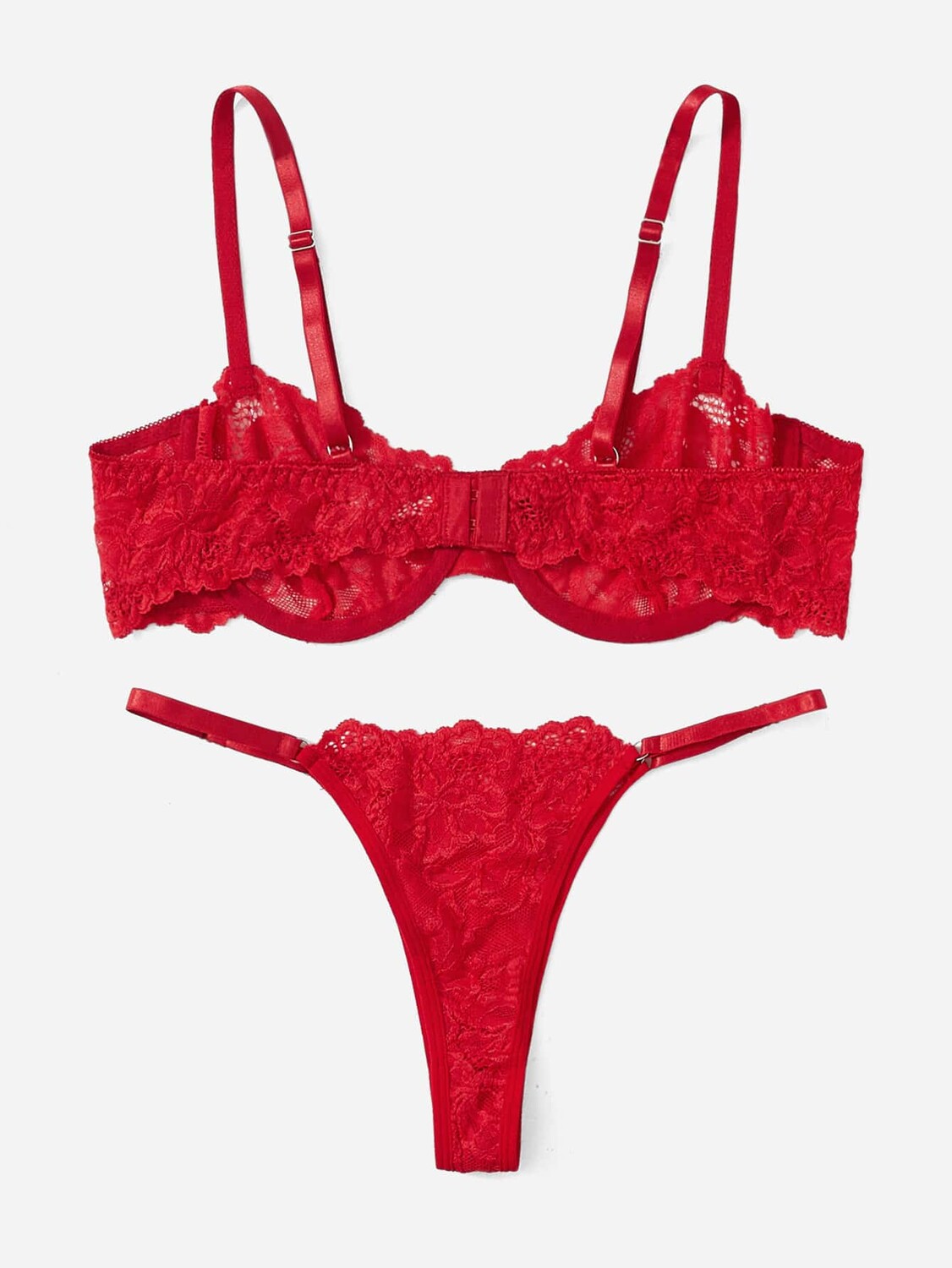

Классический комплект нижнего белья Sexy, кружево, цветочный узор, рамка, красный