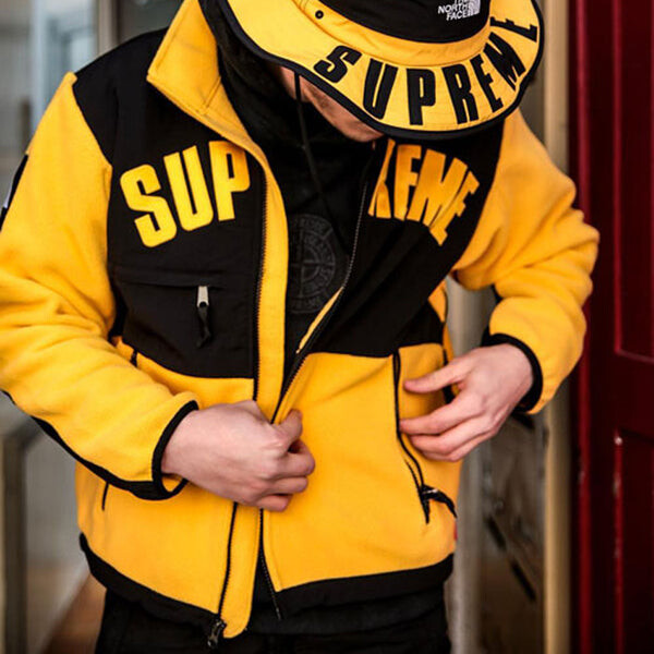 Куртка Supreme SS19 x The North Face Arc Logo Denali Fleece Jacket Yellow, желтый — фото 4
