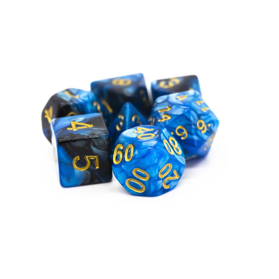 

Полисетка черного и синего цвета с золотом (7), Acrylic-Resin Dice - Vorpal (Poly Sets)