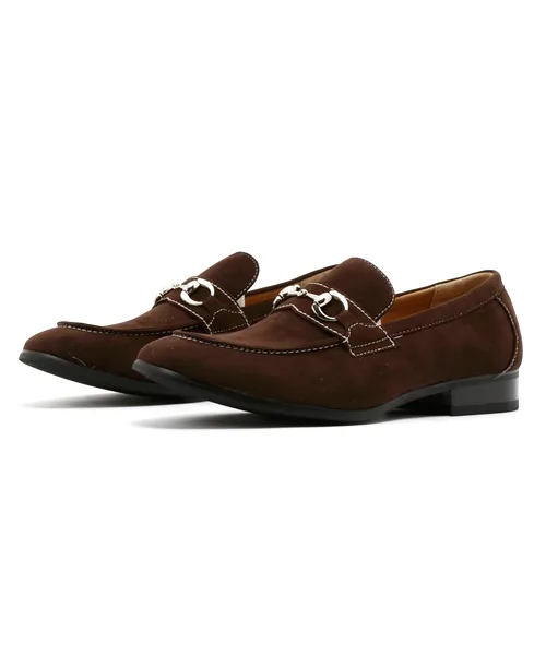 Мужские лоферы из замши AAA Bit Loafer (2314) тёмно-коричневые