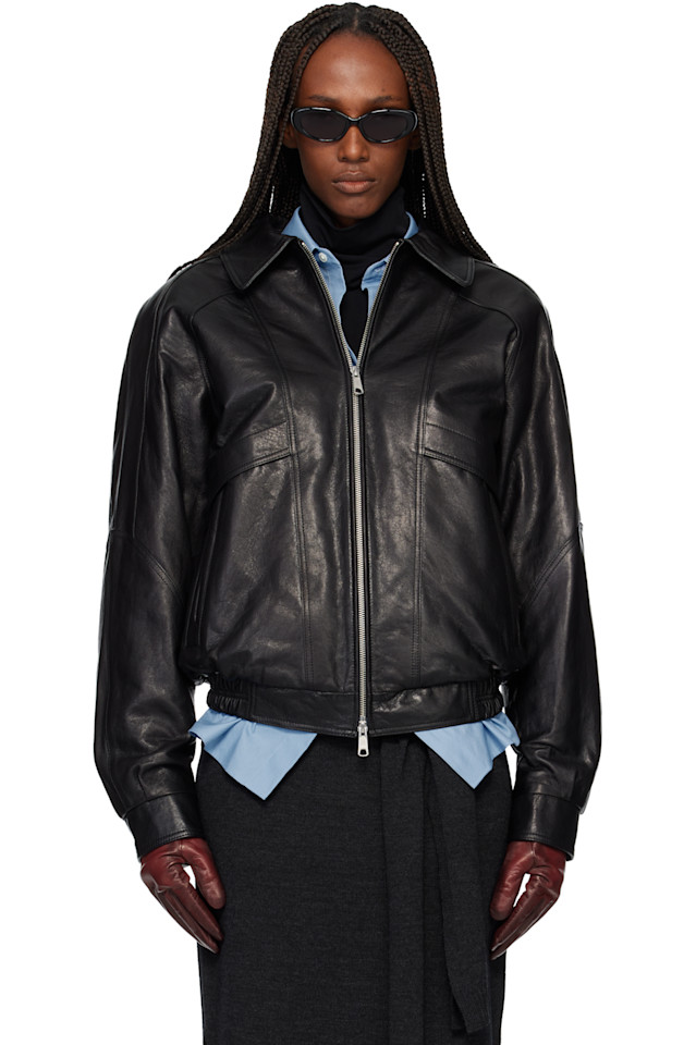 

Куртка на молнии из дубленой растительными волокнами овечьей кожи Tonywack, черный