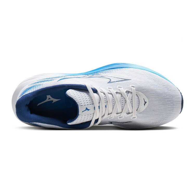 Кроссовки Wave Rider 28 мужские с низким верхом белого/синего цвета Mizuno — фото 3