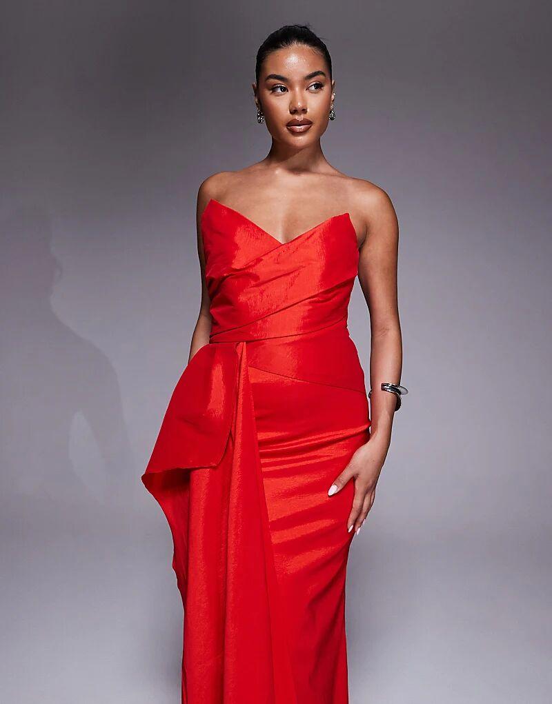 

Платье мидакси Jarlo из структурированного атласа с драпировкой красного цвета