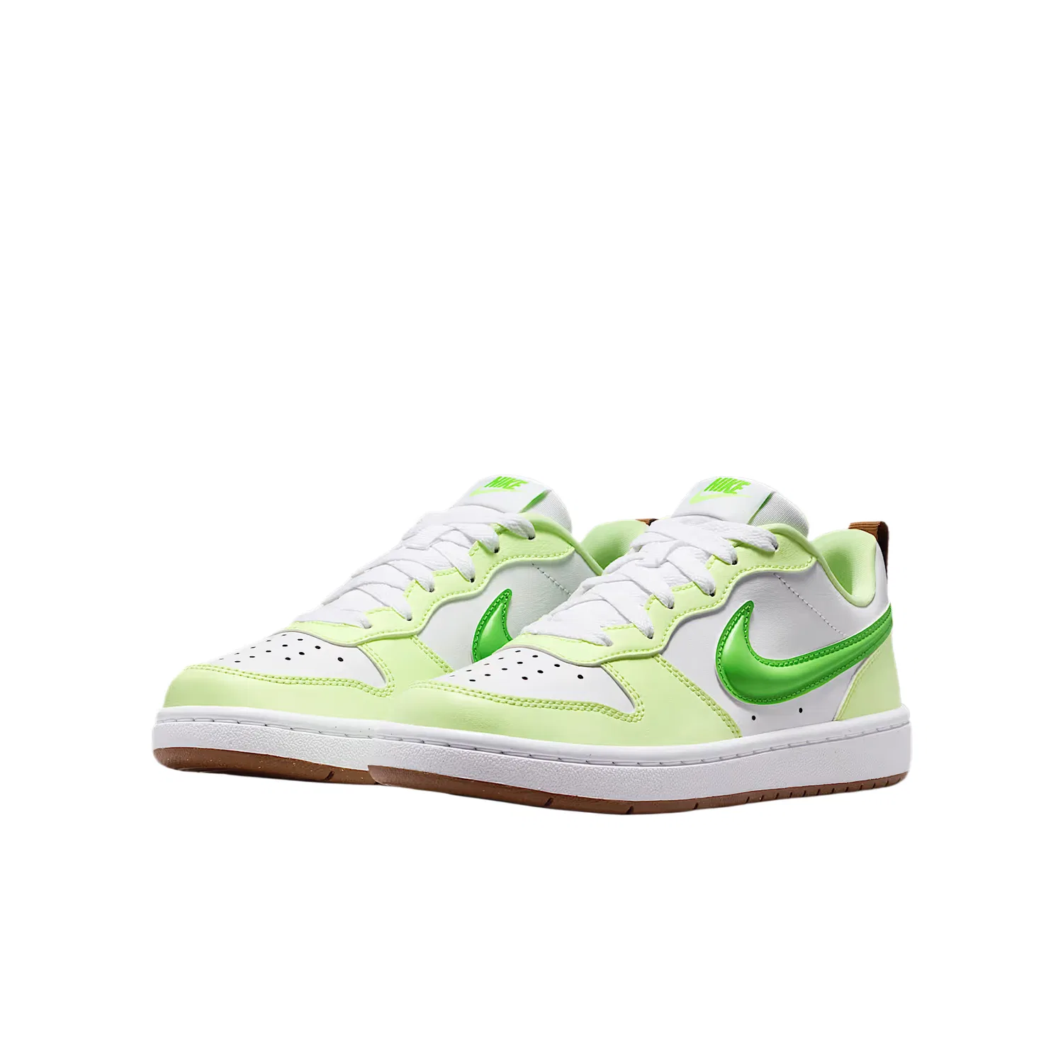 Кроссовки для скейтбординга Court Borough Synthetic Leather, Textile Low top Kids, Unisex Nike, White/White/Light Green/Action Green — фото 3