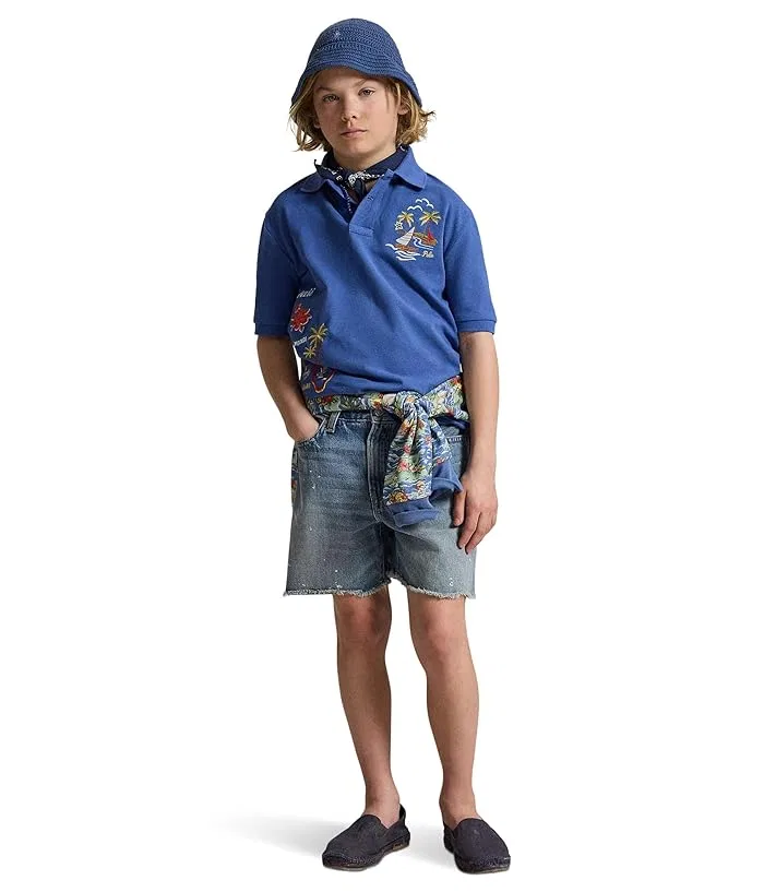 Поло Polo Ralph Lauren Kids с вышивкой хлопок, Bai Blue — фото 3