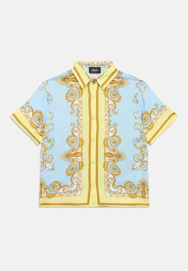 Рубашка барокко детская рамадан унисекс блузка на пуговицах Versace, Pale Yellow/Pastel Blue