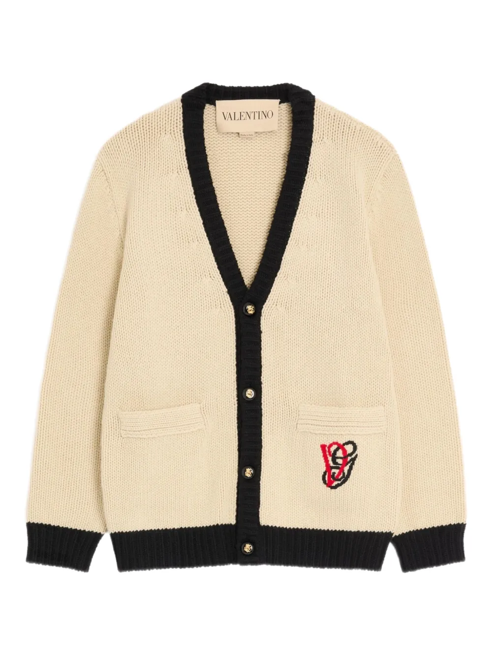 

Шерстяной кардиган с вышивкой Valentino Garavani, кремовый