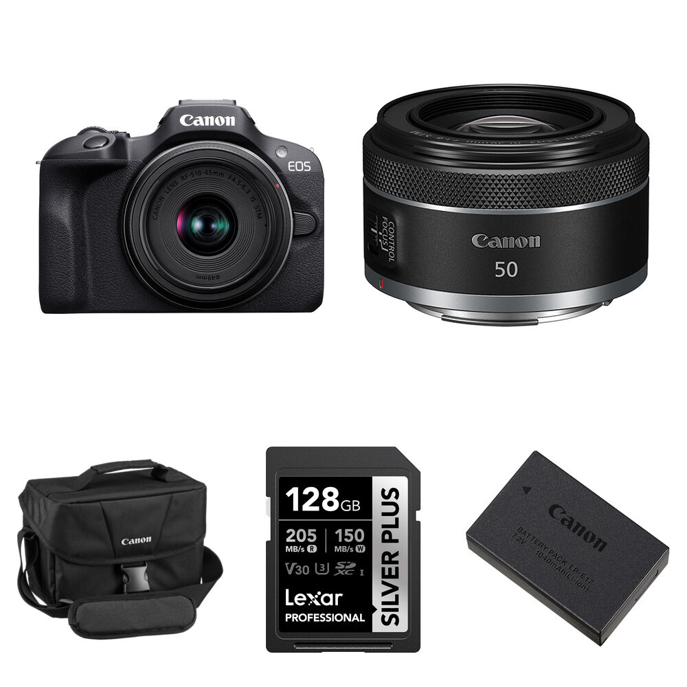 

Беззеркальная камера Canon EOS R100 Mirrorless Camera with 18-45mm & 50mm f/1.8