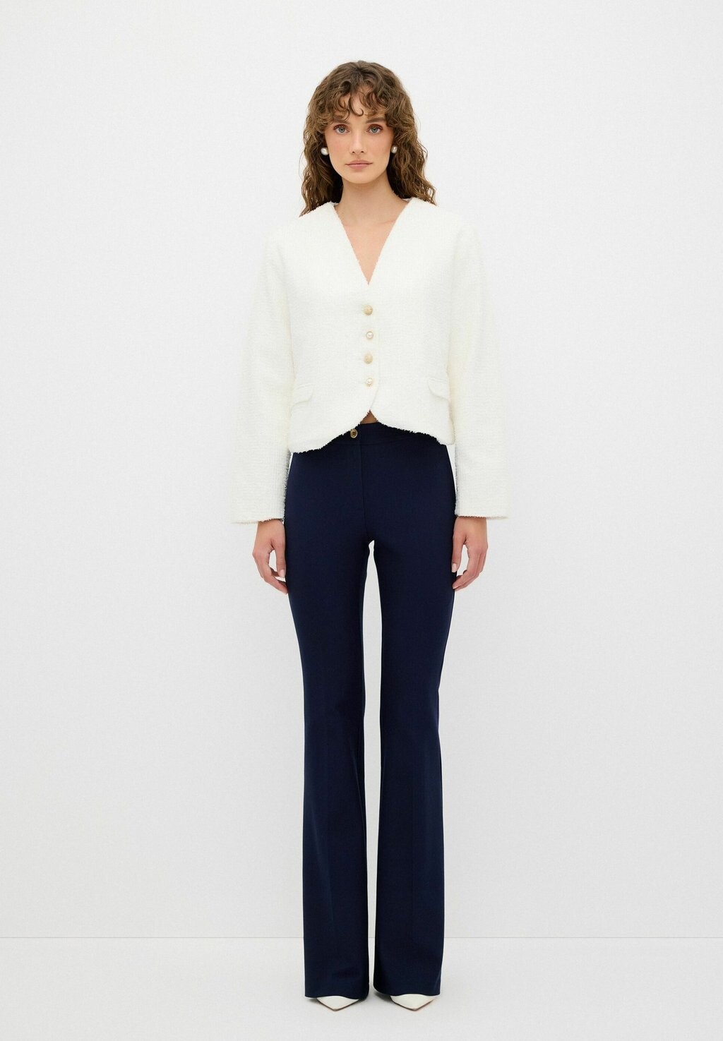 

Блейзер COLLARLESS TWEED adL, бежевый