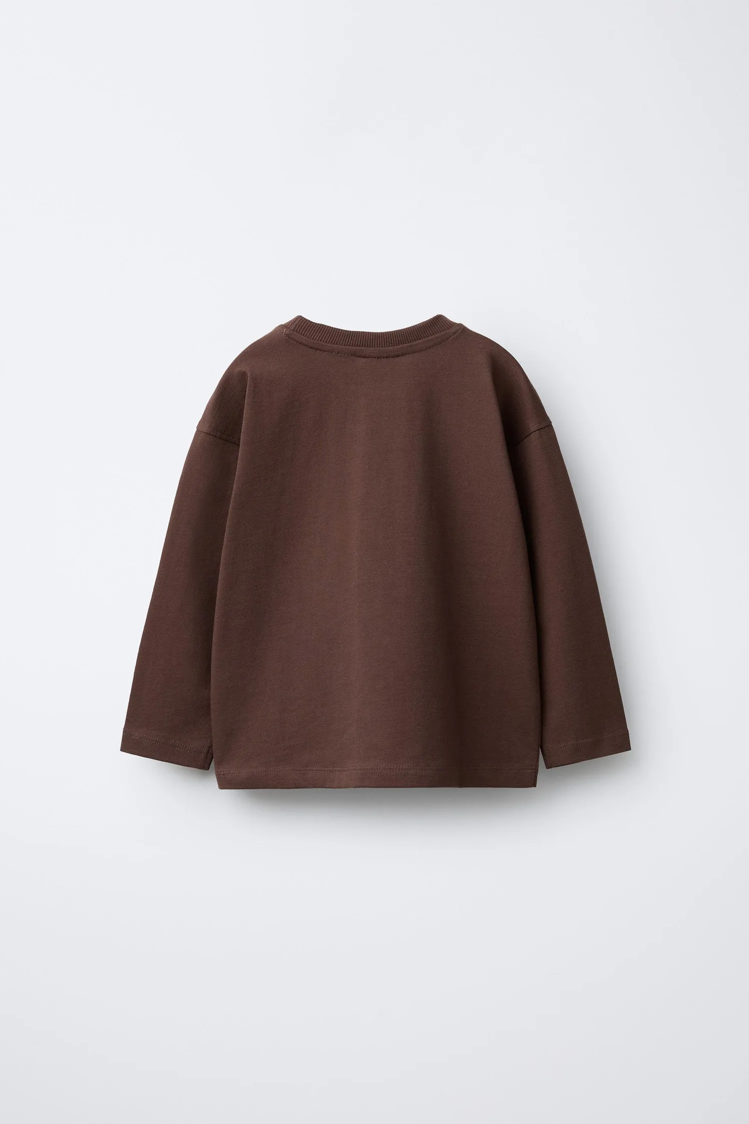 Однотонная футболка средней плотности Zara, светло-коричневый — фото 2