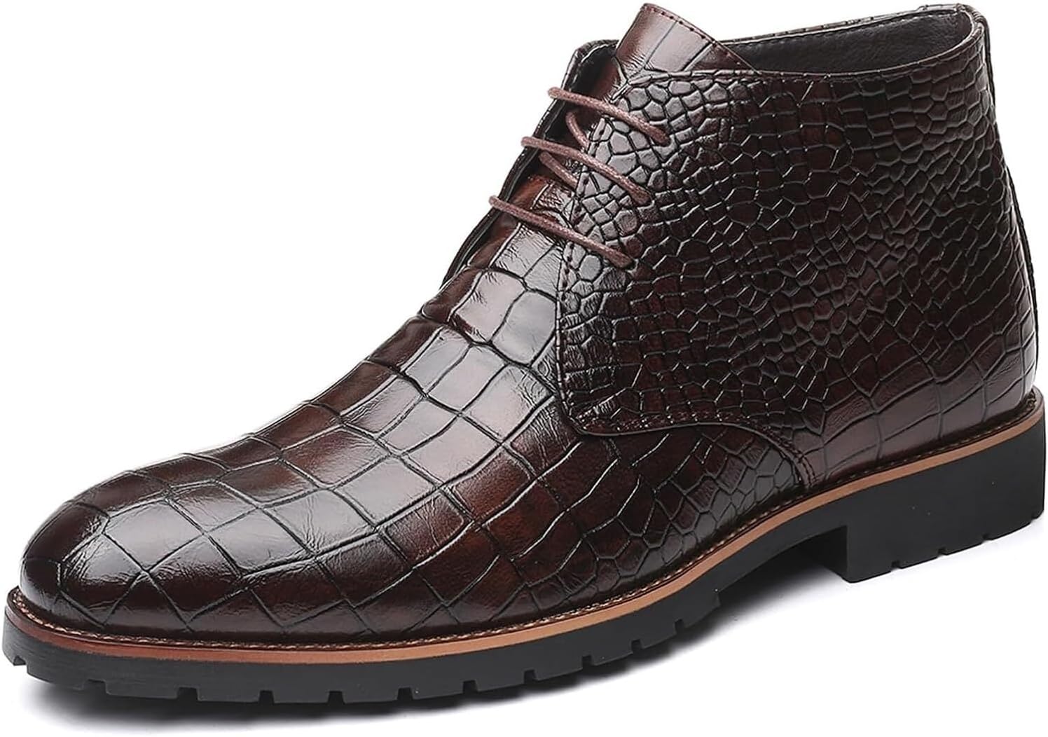

Мужские ботинки Чукка из кожи с тиснением под крокодила, оксфорды, повседневные ботинки на шнуровке с заостренным носком, деловые ботинки до щиколотки, формальная обувь, свадебные туфли для мужчин Generic, коричневый