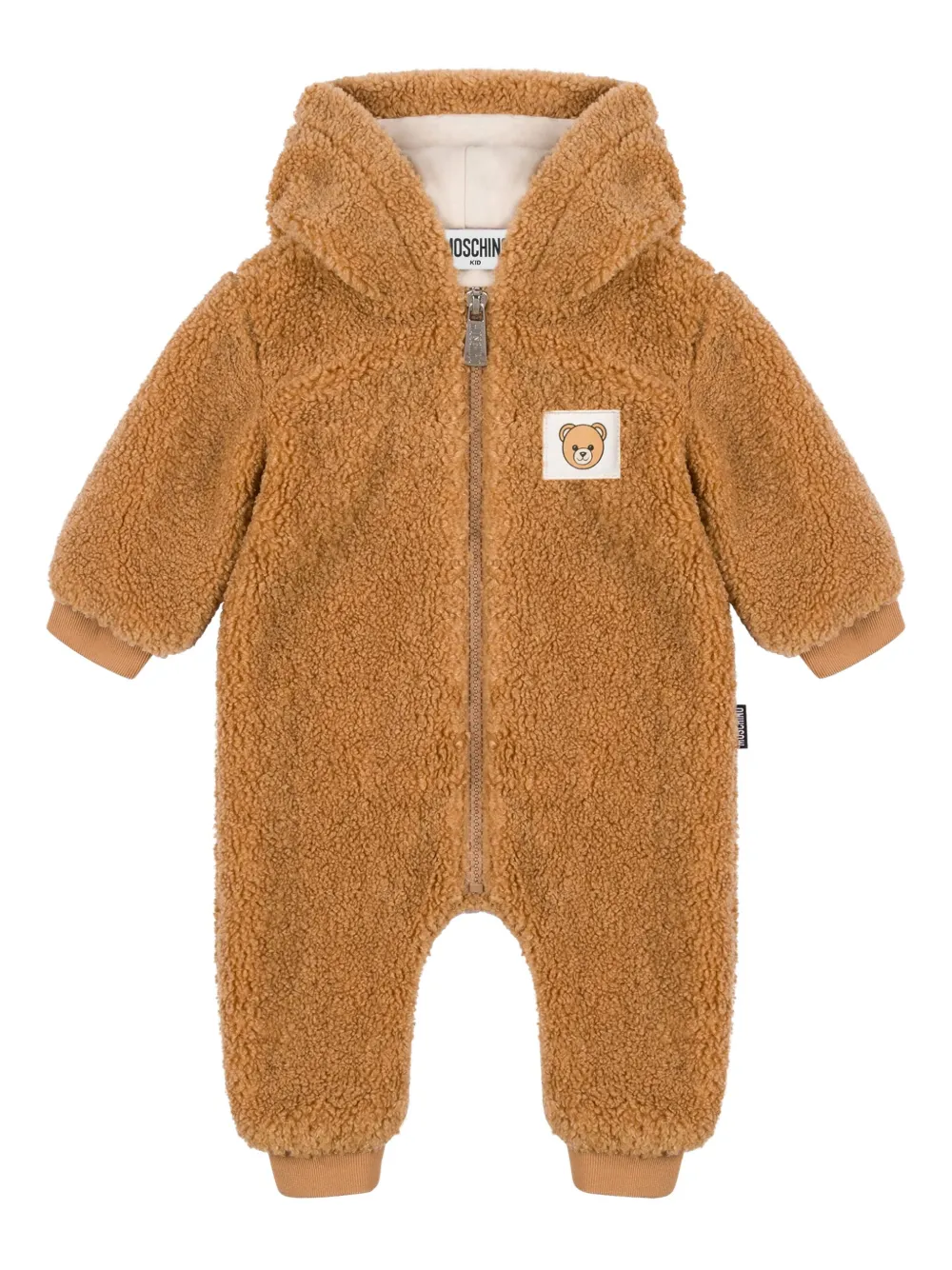 

Комбинезон из искусственного меха с капюшоном Moschino Kids, коричневый