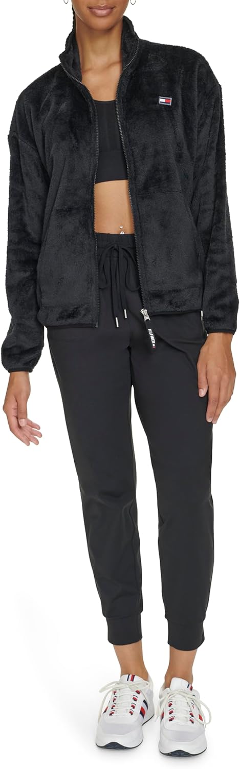 

Женская куртка Tommy Hilfiger из шерпы с застежкой-молнией и воротником-стойкой, Deep Black