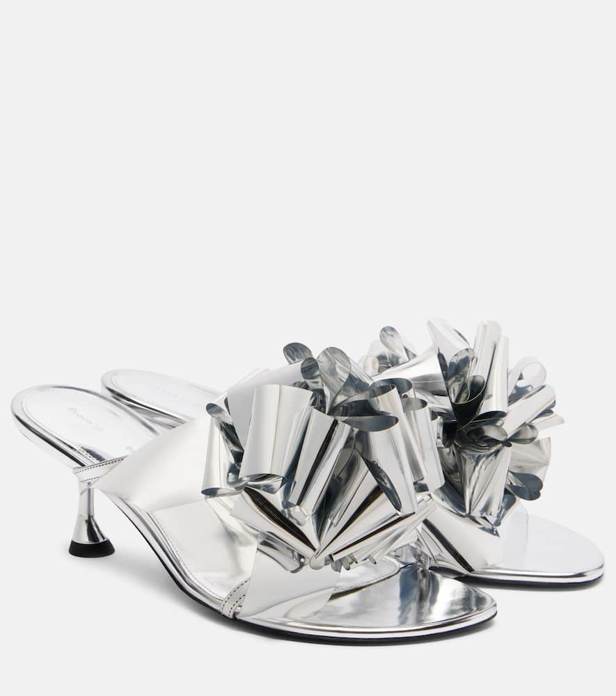 Босоножки-муле Tee Souvenir из зеркальной кожи Proenza Schouler, Silver